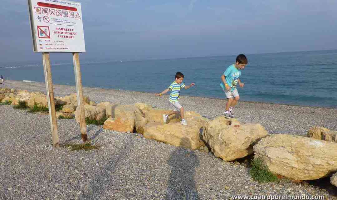 Pekes saltando rocas