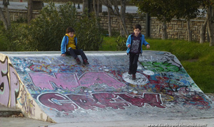 Jugando en el skate park